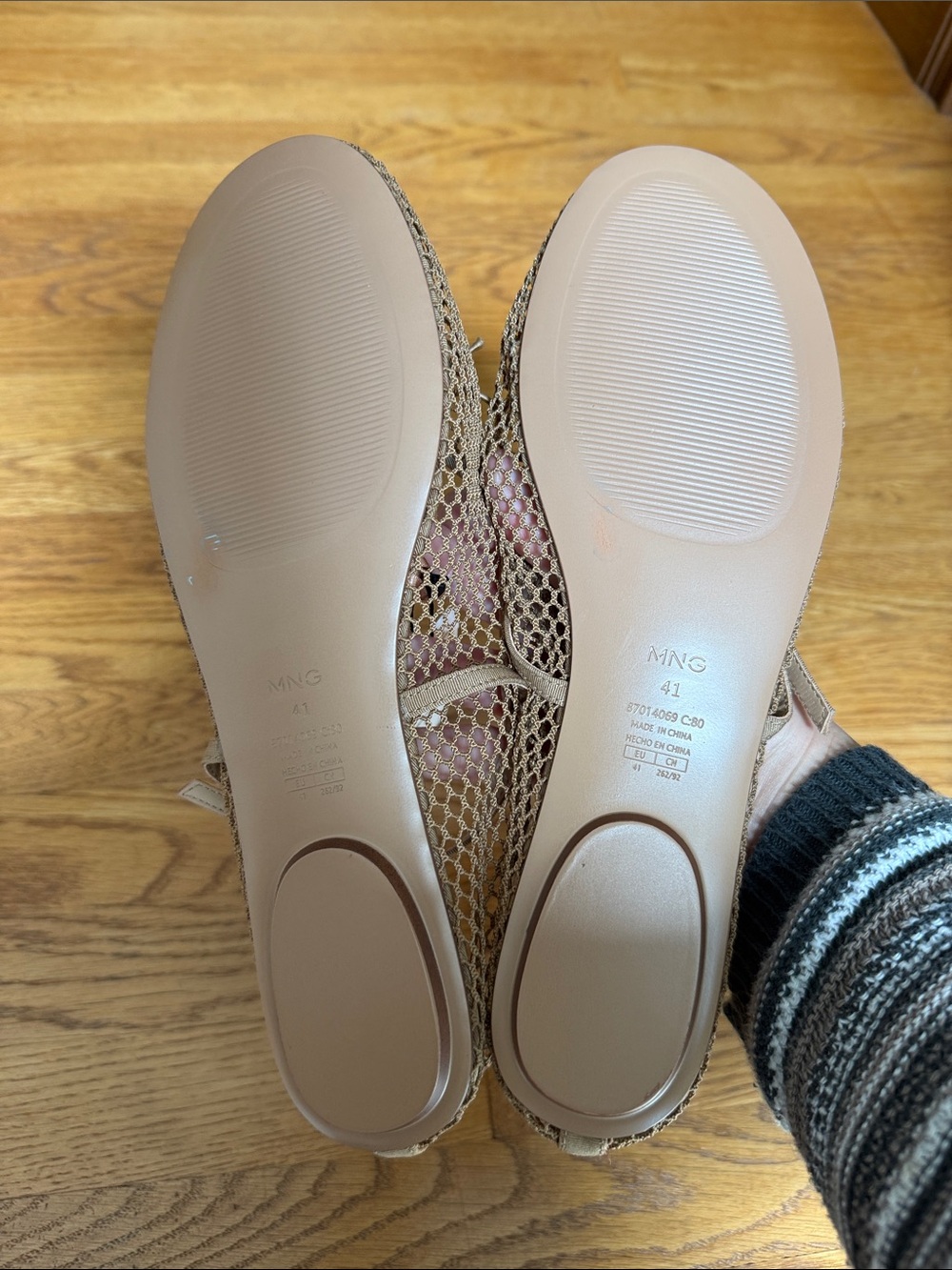 NWT Mango MNG Buckle Strap Fishnet Ballet Flat Size EU 41 / US 9.5 - Picture 4 of 10